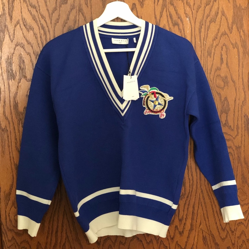 New oversized Sandro Paris blue sweater